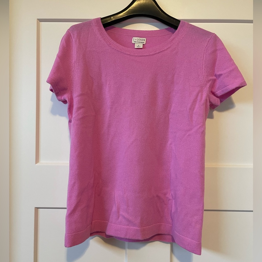 J. Crew Pink Short-Sleeve Crewneck Sweater
